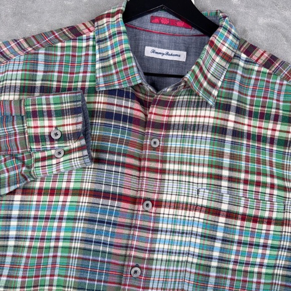 Tommy Bahama Fore-Shore Flannel Shirt Mens Large Plaid Long Sleeve - Picture 1 of 13